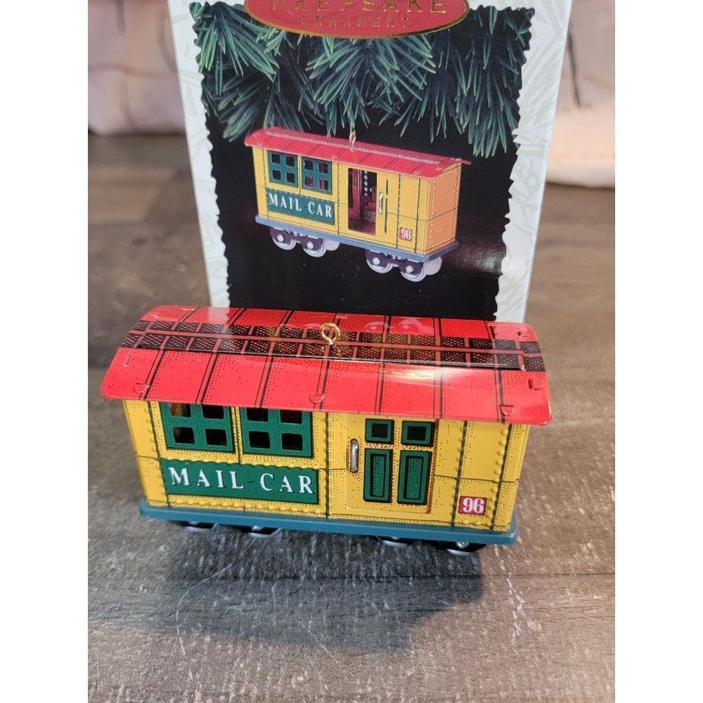 Hallmark 1990 Yuletide Central ornament Xmas Decor mail car train